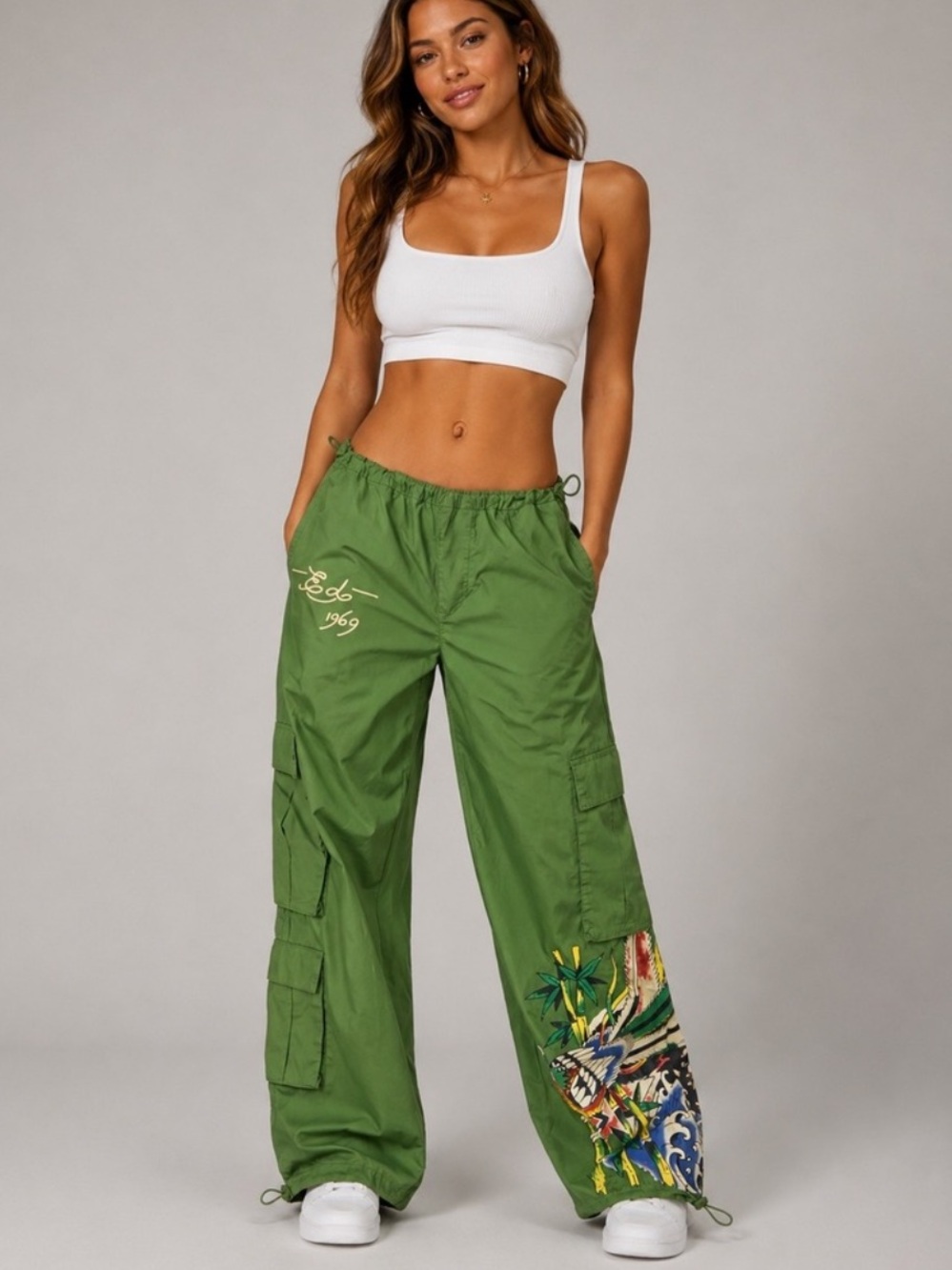 Ed Hardy Drawstring Cargo Pants
Grey Low Rise Butterflies Phoenix
Poplin Baggy - Picture 4 of 16